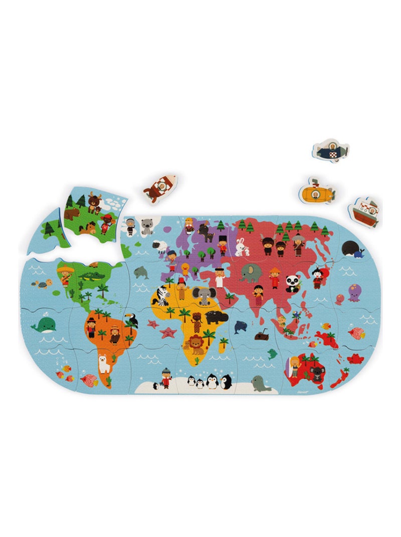 Puzzle carte des explorateurs du bain Bleu - Kiabi