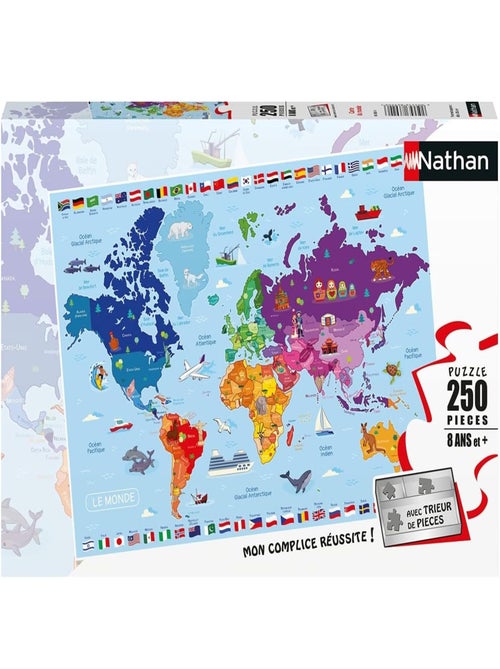 Puzzle Carte du monde 250 pcs - Kiabi