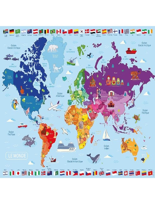 Puzzle Carte du monde 250 pcs - Kiabi
