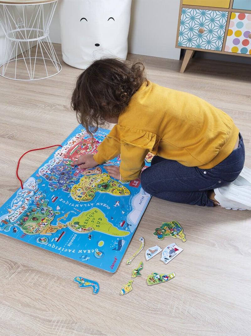 Puzzle Carte du Monde magnétique Bleu - Kiabi