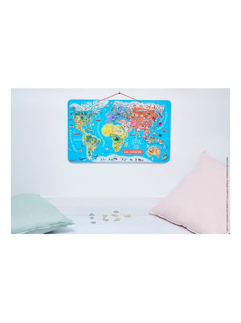 Puzzle Carte du Monde magnétique Bleu - Kiabi