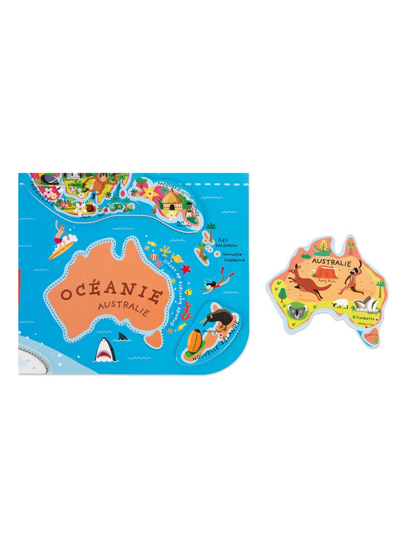 Puzzle Carte du Monde magnétique Bleu - Kiabi