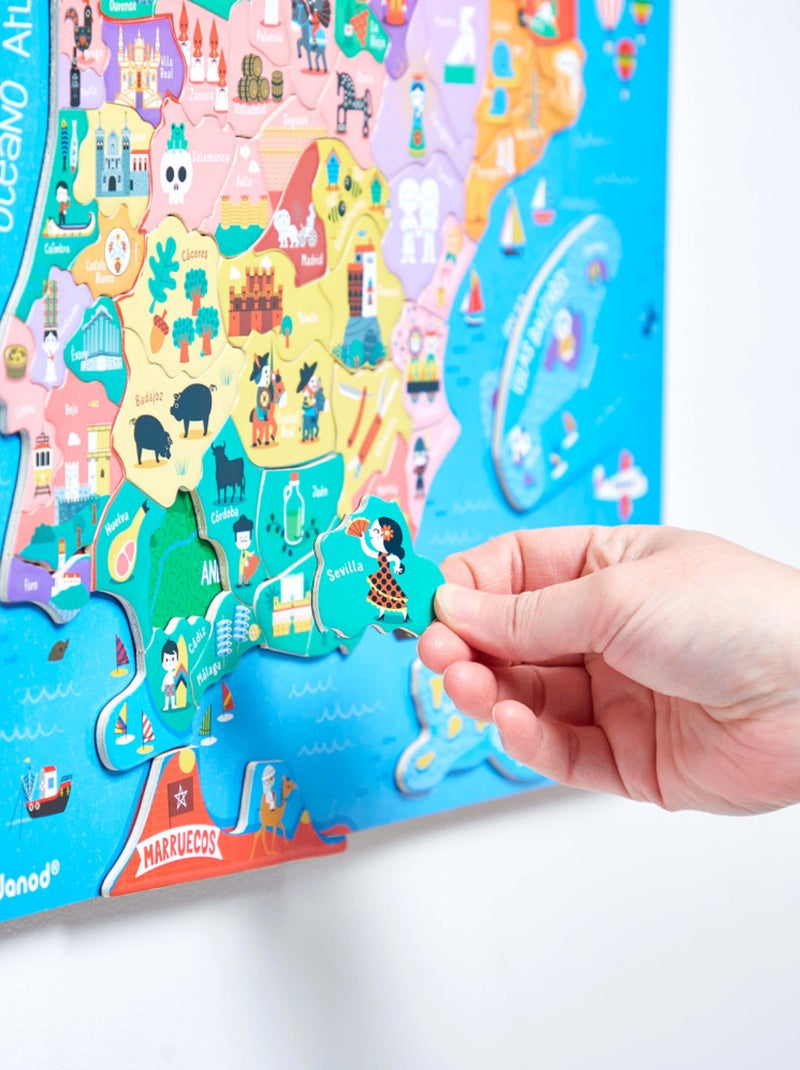 Puzzle carte Péninsule Ibérique magnétique Bleu - Kiabi