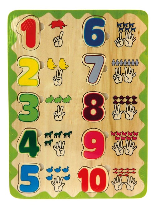 Puzzle éducatif en bois - J'apprends à compter - Kiabi