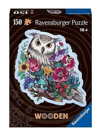 Puzzle en bois - Forme - 150 pcs - Hibou floral - Ravensburger