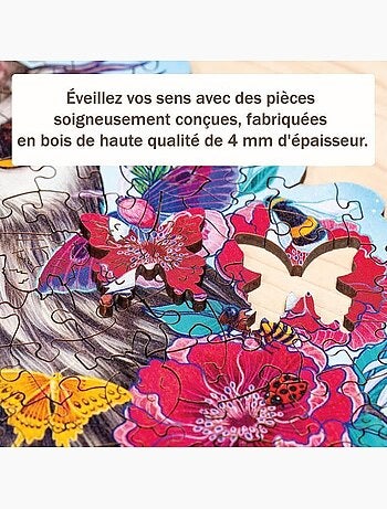 Puzzle en bois 150 pièces - hibou floral - ravensburger