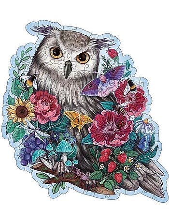 Puzzle en bois 150 pièces - hibou floral - ravensburger