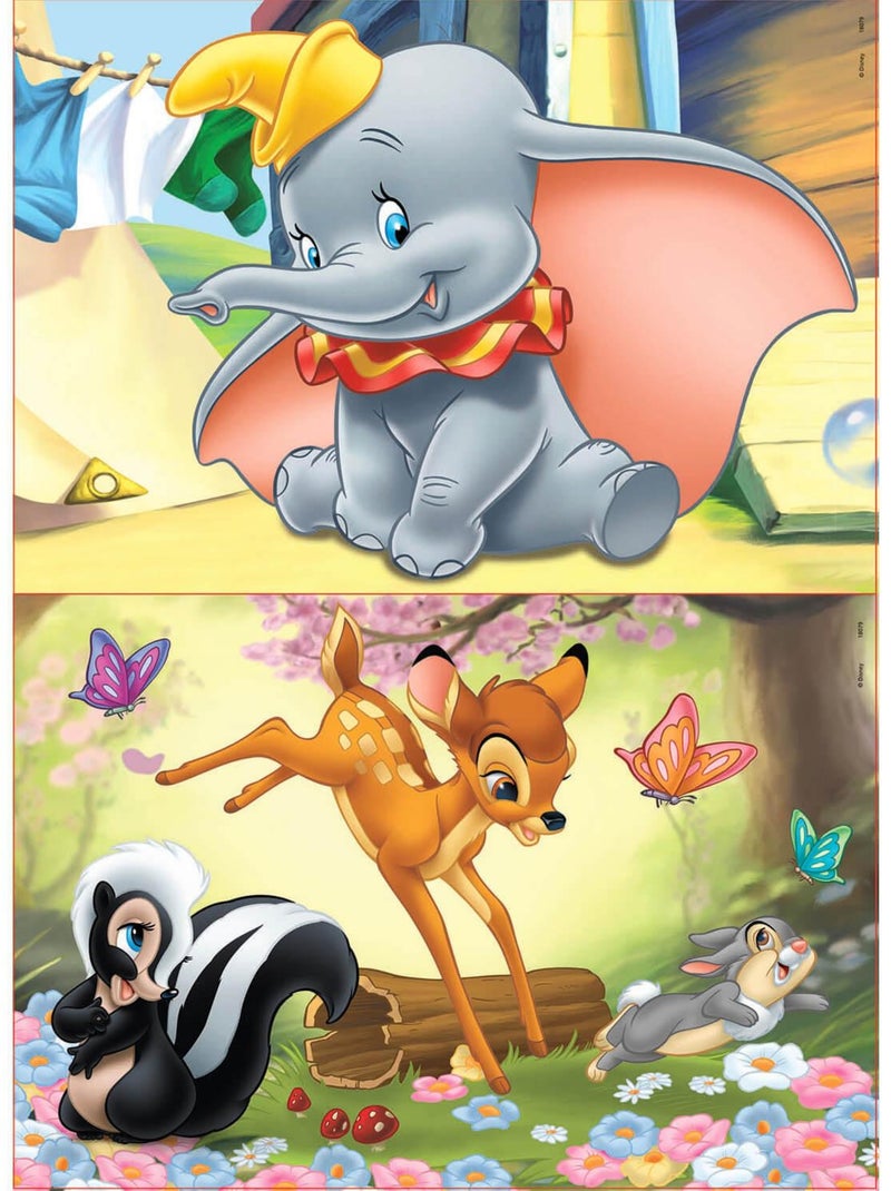 Puzzle en bois 2 x 16 pièces - Animaux Disney : Bambi et Dumbo N/A - Kiabi