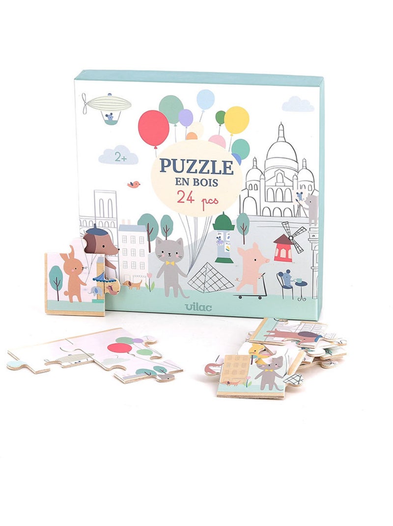 Puzzle en bois Escapade à Paris 24 pcs N/A - Kiabi