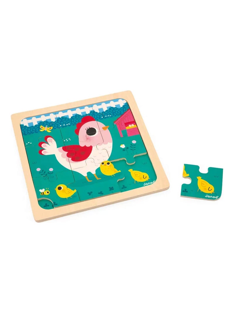 Puzzle en bois : Poulette Henriette - 9 pièces N/A - Kiabi