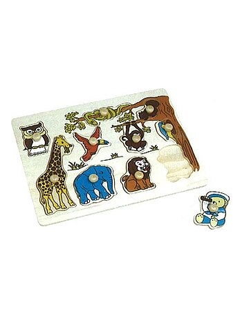 Puzzle éveil en bois + 18 mois 10 pièces ZOO