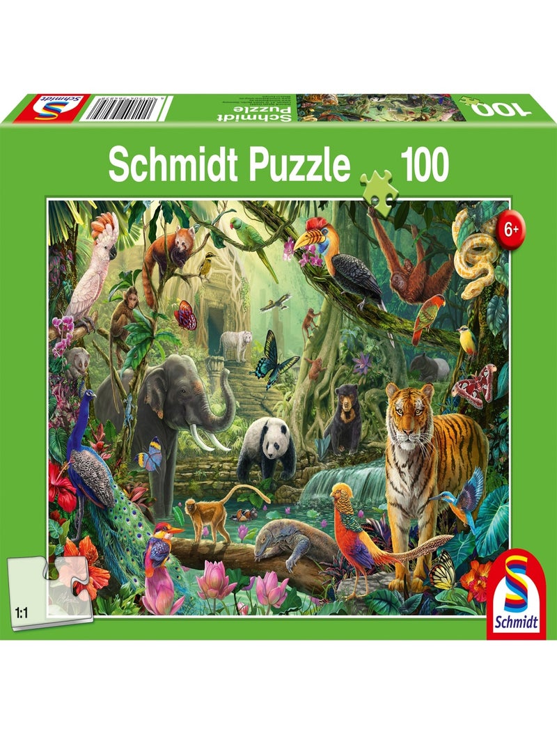 Puzzle Les animaux de la jungle 100 pcs N/A - Kiabi