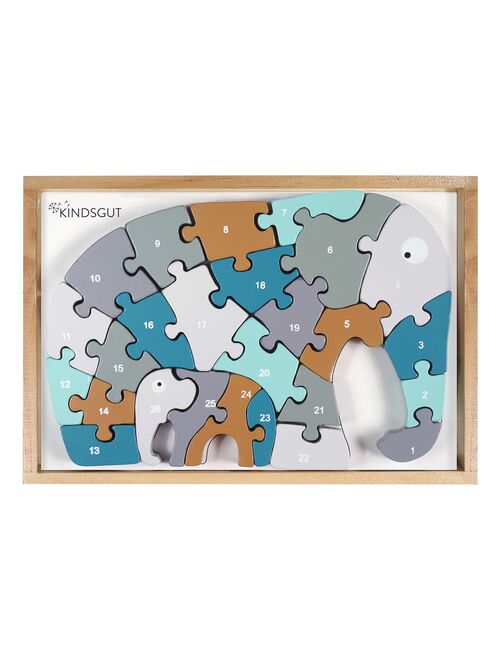 Puzzle lettre elephant en bois - Kiabi
