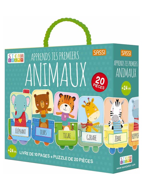 Puzzle & Livre, Apprends tes premiers animaux Sassi Junior - Kiabi
