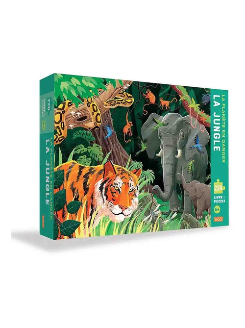 Puzzle & Livre La planète en danger, La jungle Sassi Junior - Kiabi