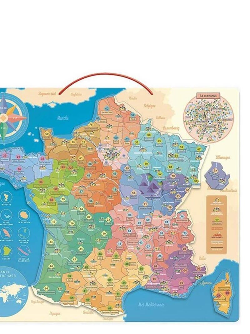 Puzzle magnétique 92 pièces : Carte de France éducative N/A - Kiabi