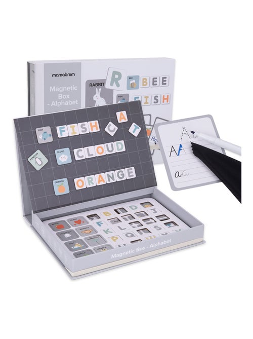 Puzzle magnétique Alphabet, 1 boîte magnétique, marqueur effaçable, 26 Cartes, 78 Carrés magnétiques - Kiabi