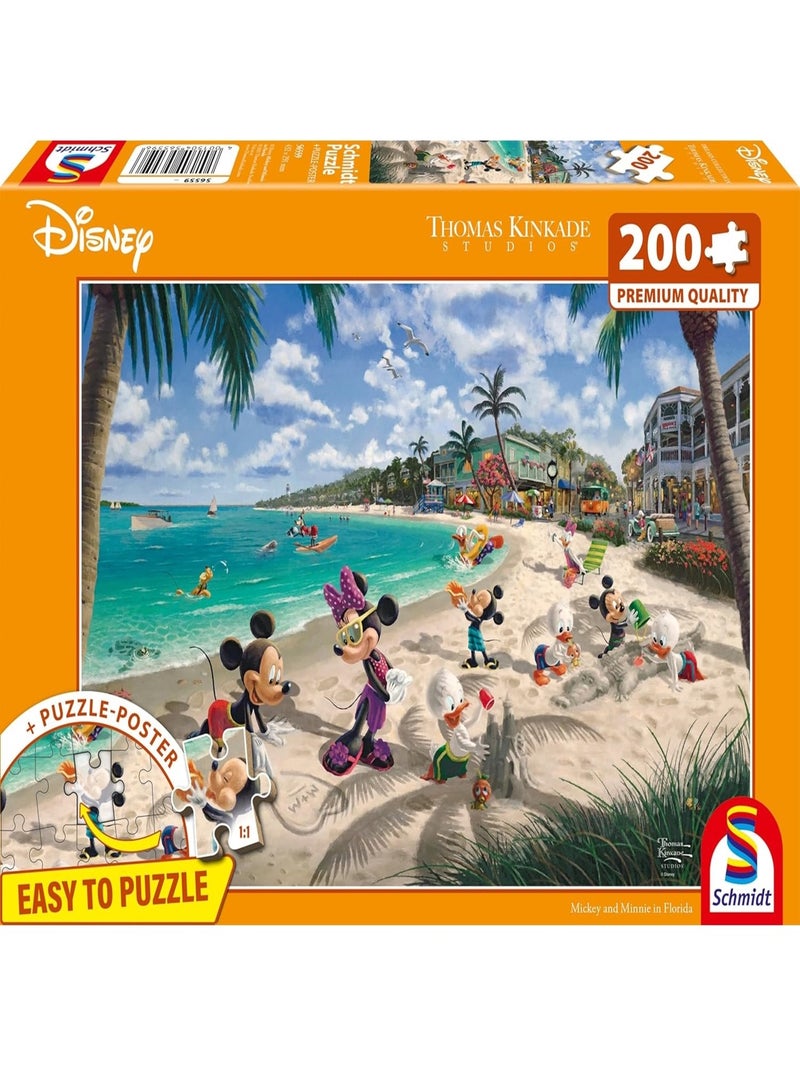 Puzzle Mickey et Minnie en Floride 200 pcs N/A - Kiabi