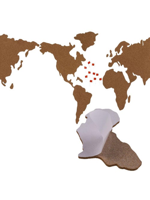 Puzzle murale mémo en liège mappemonde - Kiabi