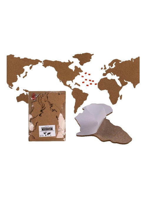 Puzzle murale mémo en liège mappemonde - Kiabi