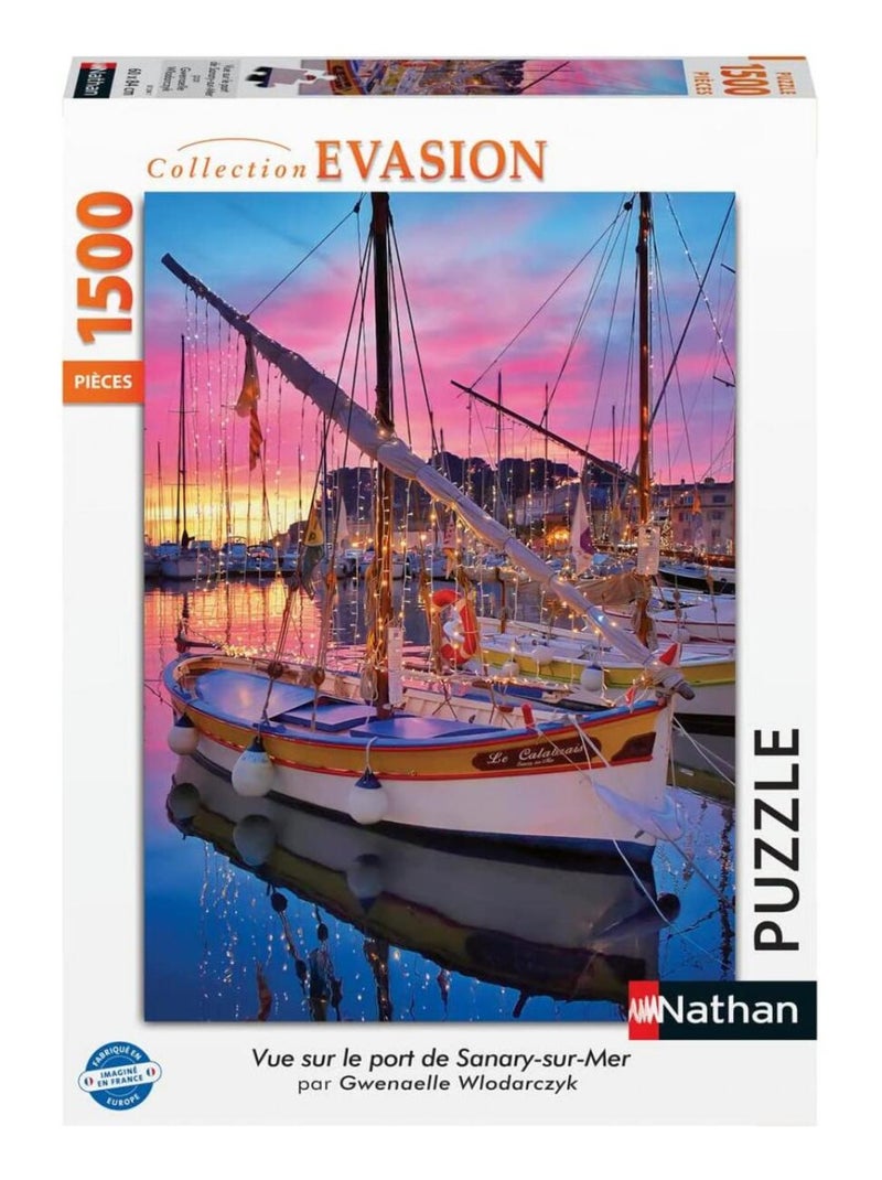 Puzzle Nathan 1500 pièces - Vue sur le port de SaNathanary-sur-Mer N/A - Kiabi