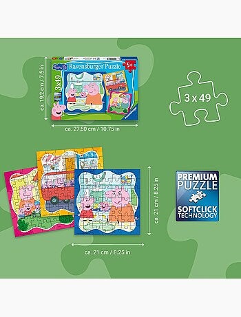 Puzzle peppa pig la famille d'abord 3x49 pcs
