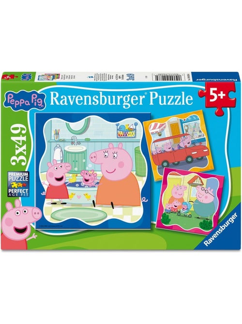 Puzzle peppa pig la famille d'abord 3x49 pcs - Kiabi