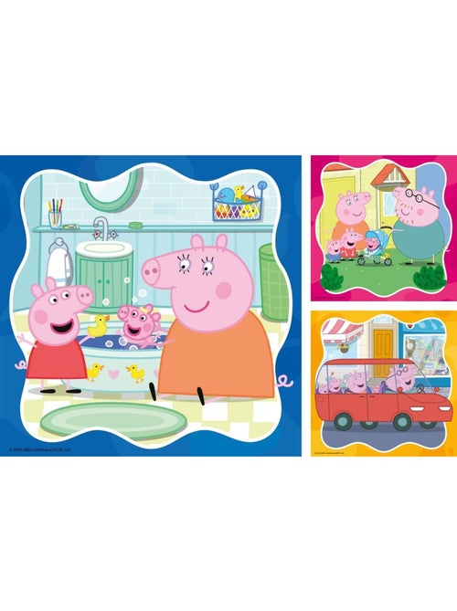 Puzzle peppa pig la famille d'abord 3x49 pcs - Kiabi