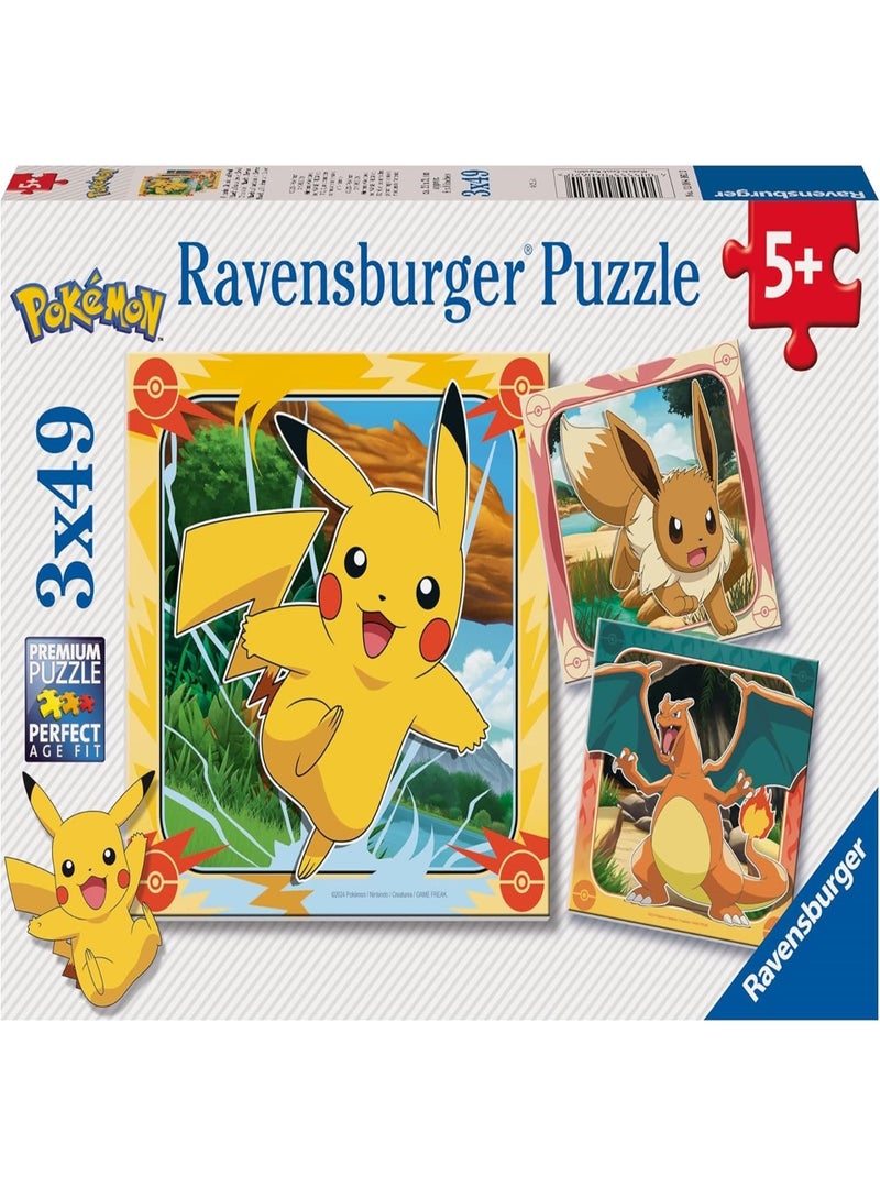 Puzzle Pikachu, Dracaufeu et Evoli 3x49 pcs N/A - Kiabi