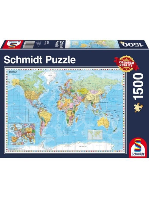 Puzzle Planisphère - SCHMIDT SPIELE - 1500 pièces - Voyage et cartes - Bleu - 12 ans - Kiabi