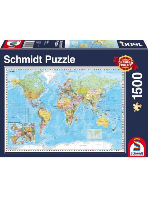 Puzzle Planisphère - SCHMIDT SPIELE - 1500 pièces - Voyage et cartes - Bleu - 12 ans - Kiabi