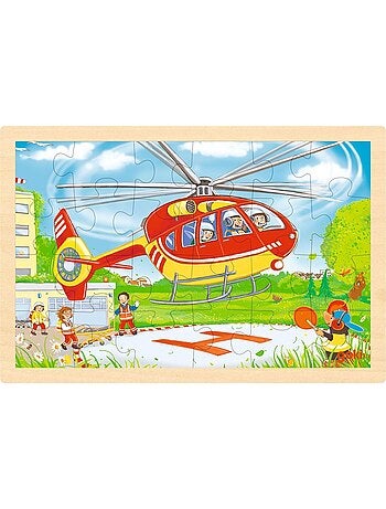 Puzzle réversible hélicoptère et pompiers 24 pcs