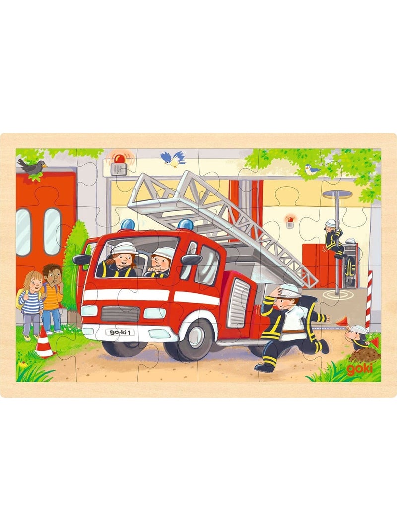 Puzzle réversible hélicoptère et pompiers 24 pcs N/A - Kiabi