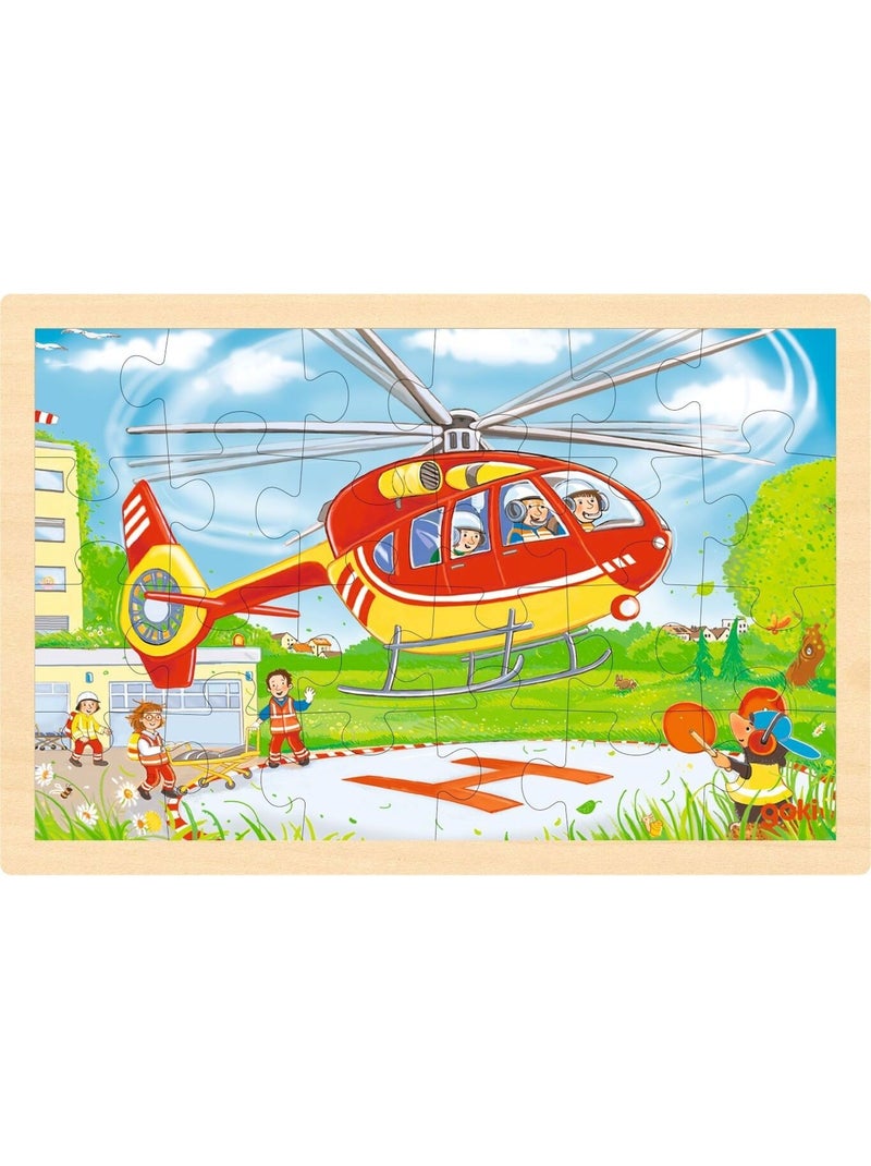 Puzzle réversible hélicoptère et pompiers 24 pcs N/A - Kiabi