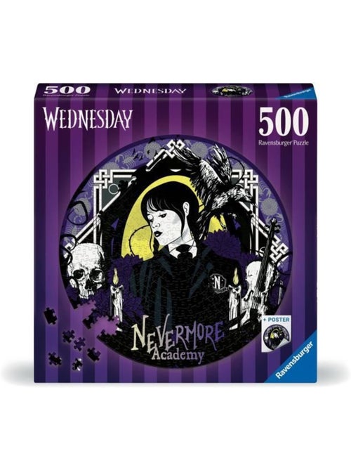 Puzzle rond 500 pièces Mercredi Adams, Dessins animés et BD, Dès 10 ans, Ravensburger - Kiabi