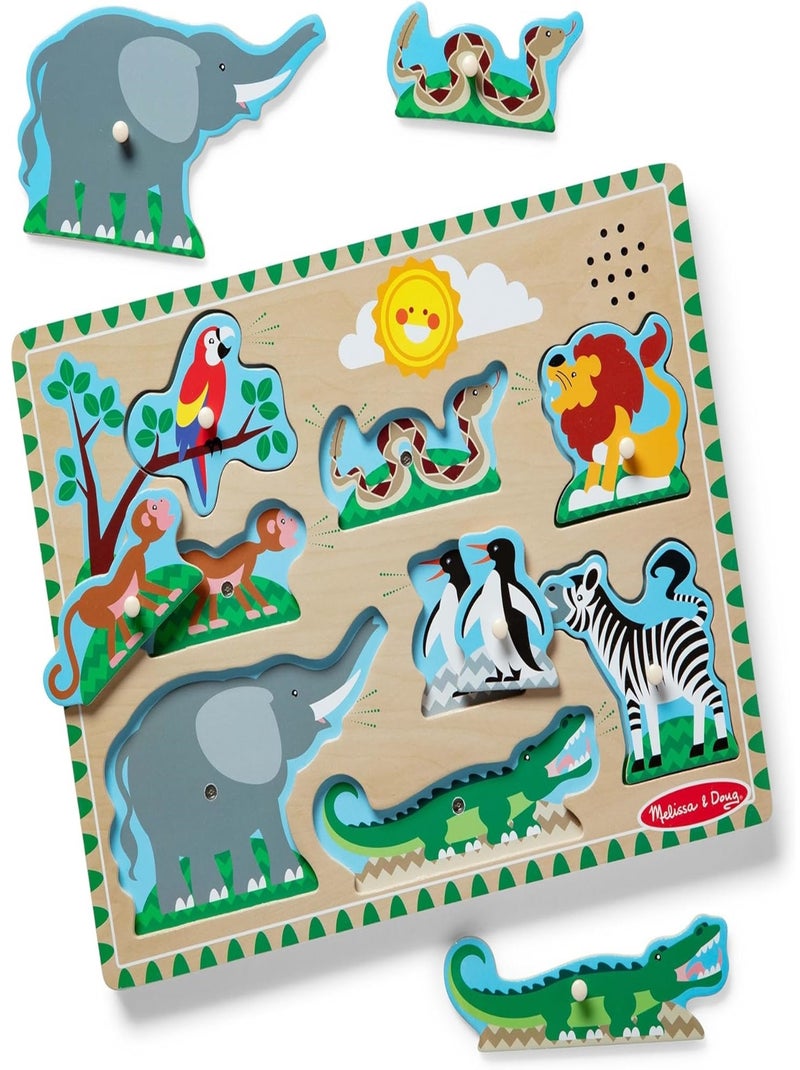 Puzzle sonore animaux du zoo Vert - Kiabi