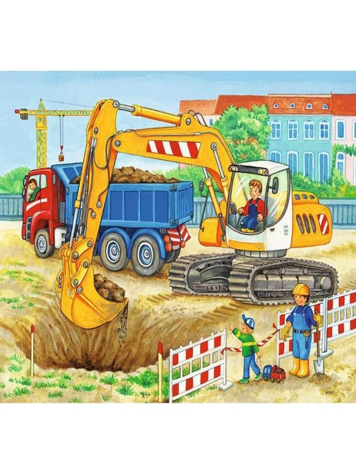 Puzzles 2 x 12 pièces : Chantier et ferme - Kiabi
