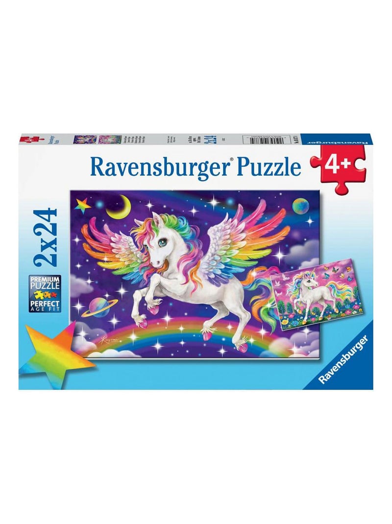 Puzzles 2x24 p - licorne et pegase N/A - Kiabi