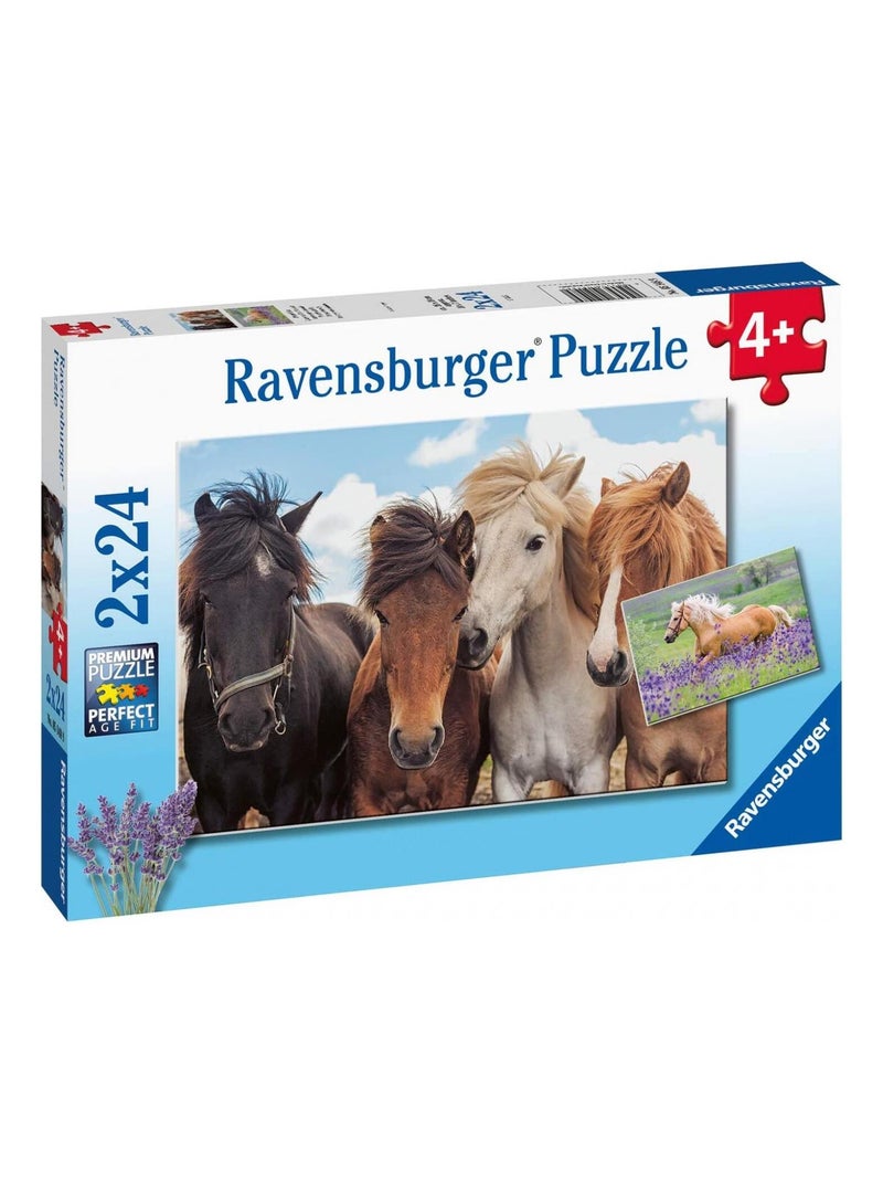 Puzzles 2x24 pièces - L'amour des chevaux N/A - Kiabi