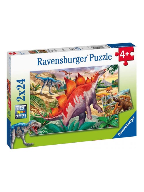Puzzles 2x24 pièces - Mammouths et dinosaures - Kiabi