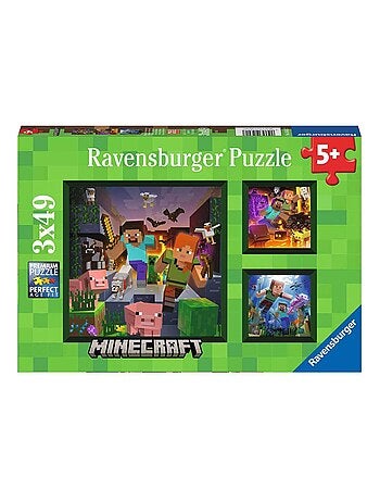 Puzzles 3 x 49 pièces : Biomes de Minecraft