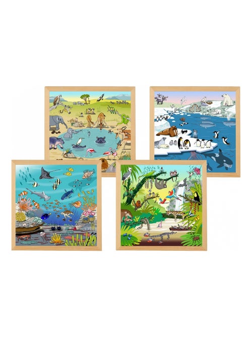 Puzzles de vocabulaire les habitats set de 4  jeu Montessori - Kiabi