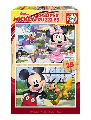 Puzzles en bois 2 x 25 pièces : Mickey et ses amis