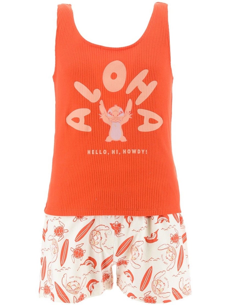Pyjacourt Débardeur + Short Lilo et Stitch | Licence Officielle Orange - Kiabi