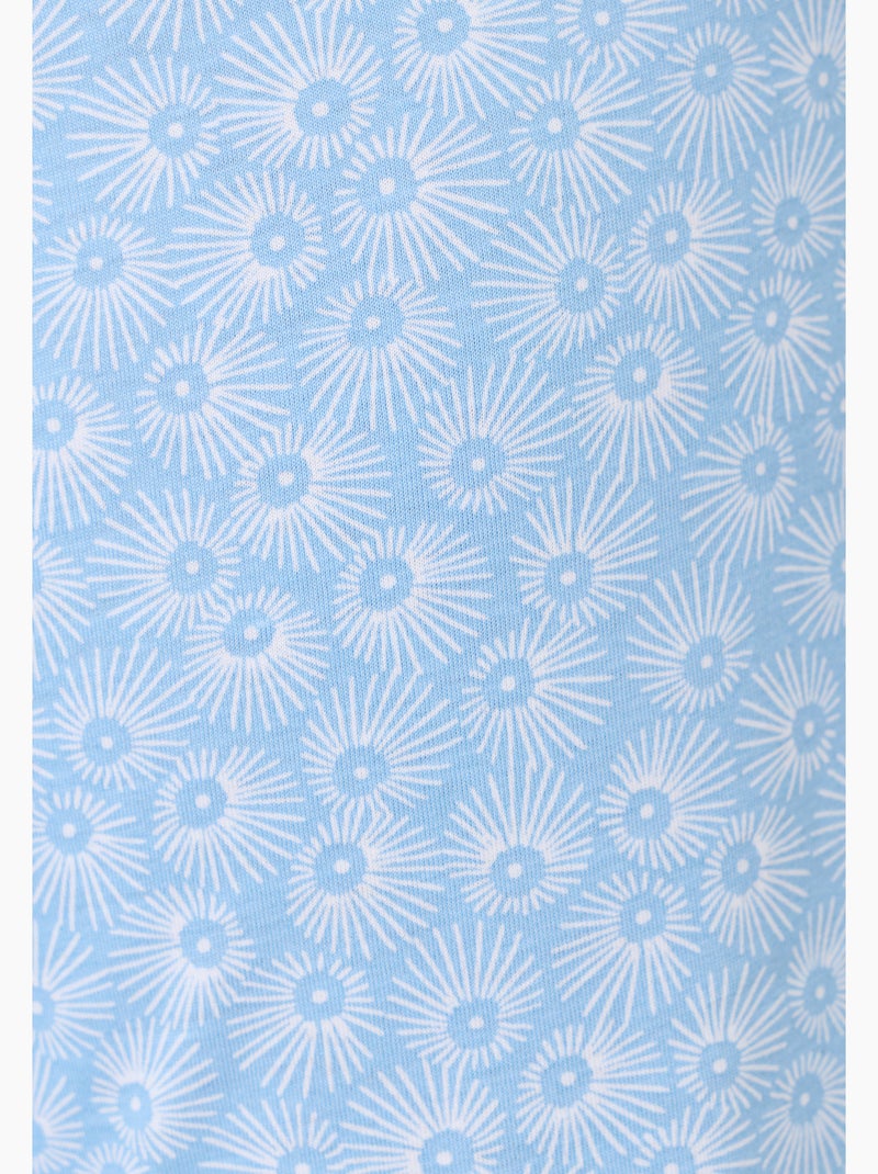 Pyjacourt fantaisie, maille jersey pur coton peigné - Damart Bleu clair - Kiabi