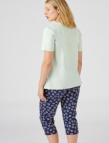 Pyjacourt fantaisie, maille jersey pur coton peigné - Damart