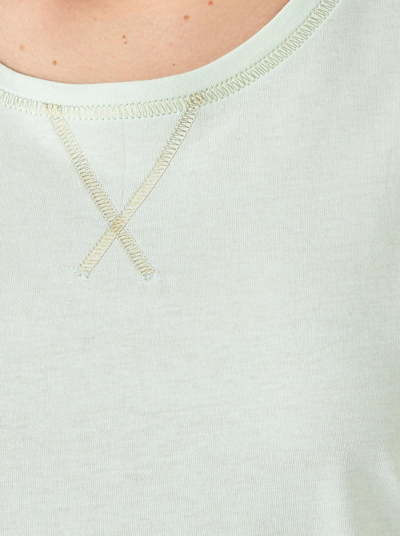 Pyjacourt fantaisie, maille jersey pur coton peigné - Damart Bleu - Kiabi