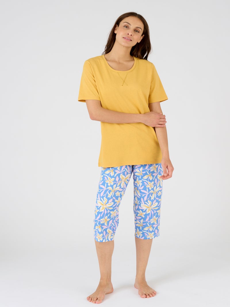 Pyjacourt fantaisie, maille jersey pur coton peigné - Damart Jaune - Kiabi