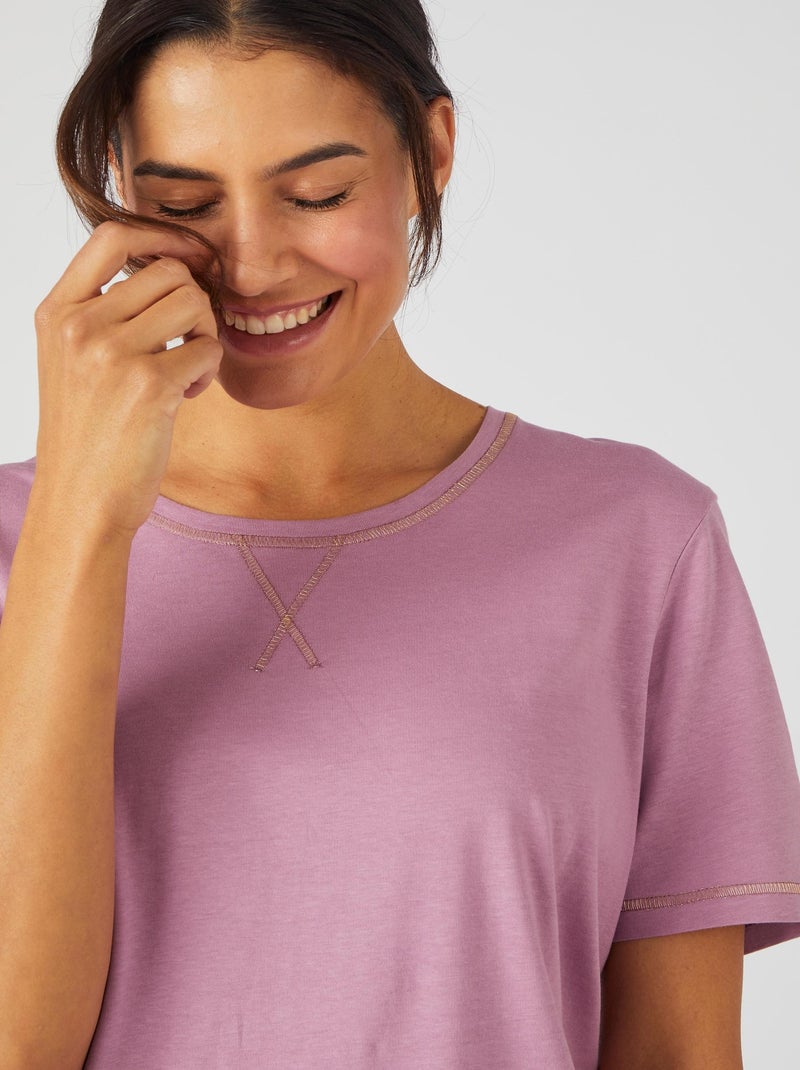 Pyjacourt fantaisie, maille jersey pur coton peigné - Damart Vert chèvrefeuille - Kiabi