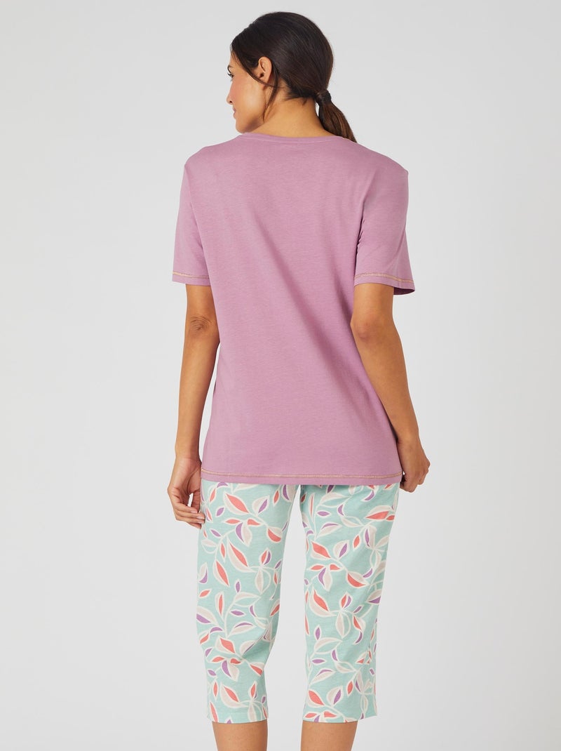 Pyjacourt fantaisie, maille jersey pur coton peigné - Damart Vert chèvrefeuille - Kiabi